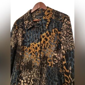 BRIGGS NEW YORK Womens Colorful Animal Print Button Blazer Jacket- XL